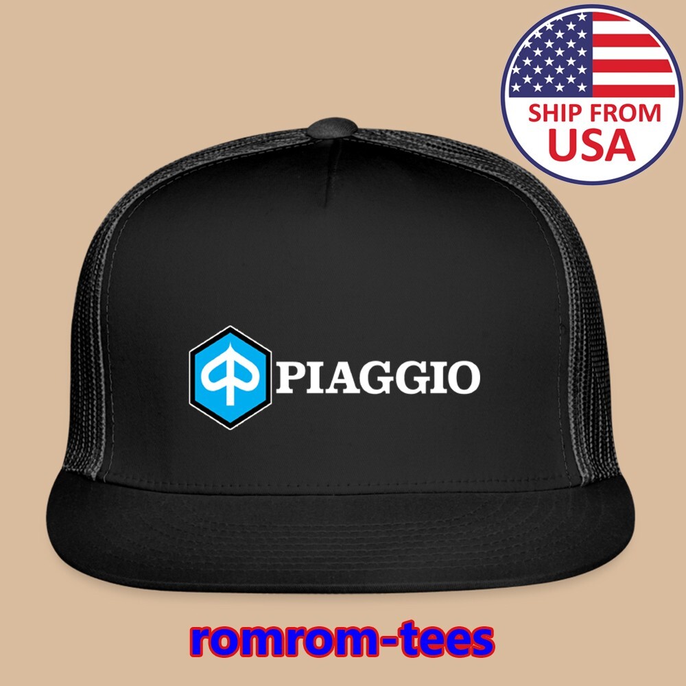 Piaggio Scooter Black Trucker Hat Cap Adult Size