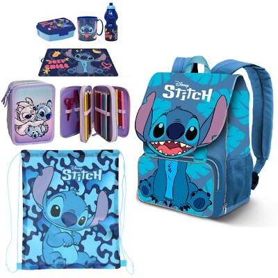 Disney Stitch set 7- pezzi Zaino Estensibile Astuccio Scuola