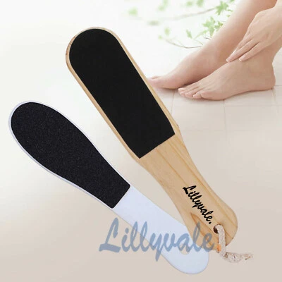 LILLYVALE Double Sided Wooden Sanded Paper Foot File Callus Rough Hard Skin Remover White