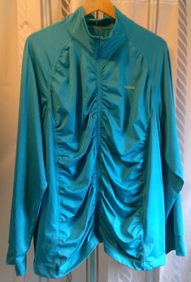 New REEBOK *Play Dry* Ruched Zip Front Stretch Track Jacket Woman Plus Sz 26/28