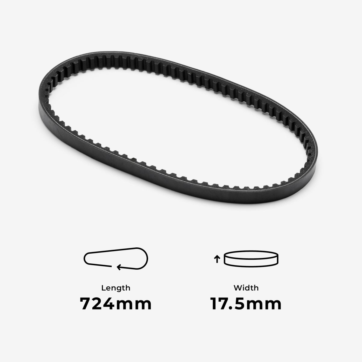 Lextek Drive Belt 724-17.5 for ZIP 50 Scooter Black Rubber DB011 724mm 17.5mm