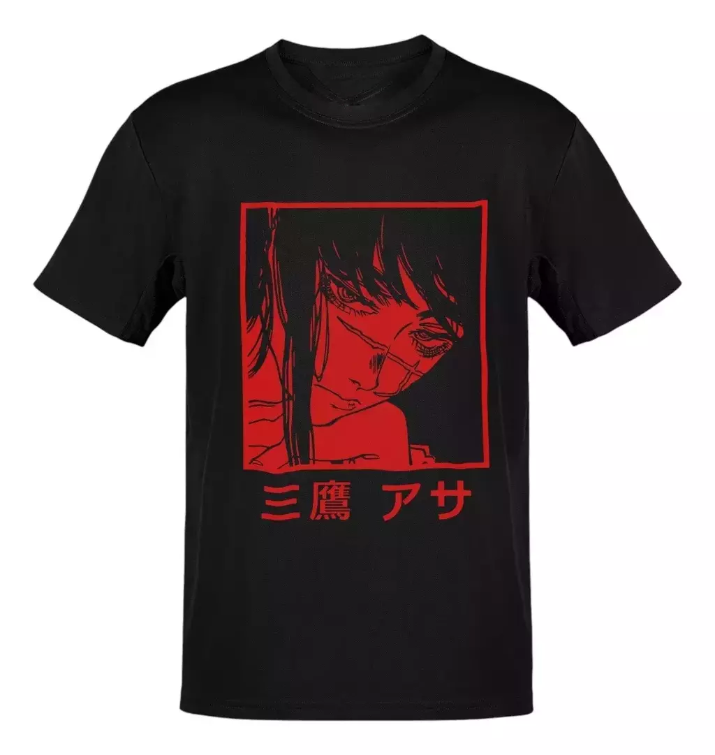 Anime Chainsaw Man Yoru Panel Letras Rojas T-Shirt Size S-5XL