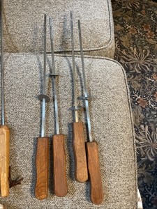 VINTAGE SET OF 4 STAINLESS STEEL 18” LONG FOOD SKEWERS MCM