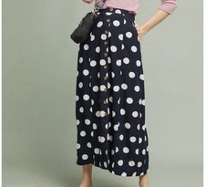 Anthropologie Maeve Navy button polka dot skirt 4