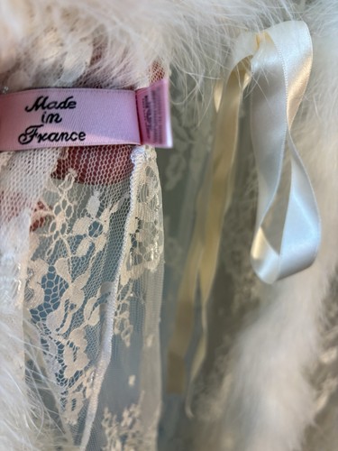 Agent Provocateur White French lace & marabou feathers OSFA Wedding Bridal Love - Picture 8 of 11