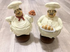 Vintage Solid Resin Fat Chef Pair Kitchen Bar Figurines