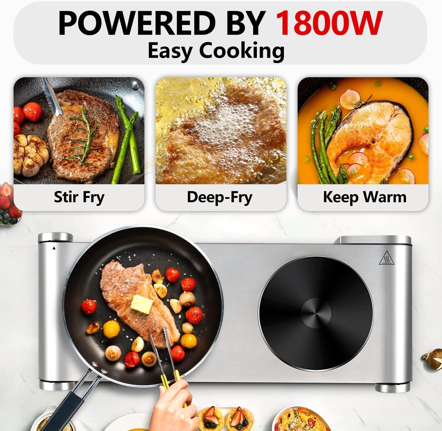 Hot Plate, Double Burner, Electric Hot Plates for Cooking, 1800watts Portable...