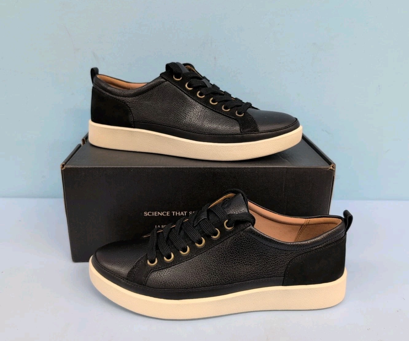 Vionic Winny Casual Lace Up Sneakers Women's Shoes US 8 Onyx Leather