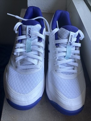 asics sneaker damen 39,5 Weiß Blau Sportschuhe Hallenschuh Gel Tactic 12