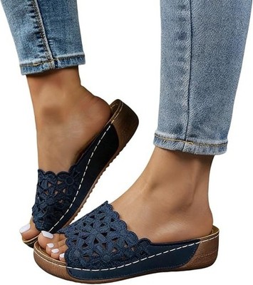 Orthopedic Wedge Sandals for Women , Open Toe Wide Width Wedge Sandals, 6/36