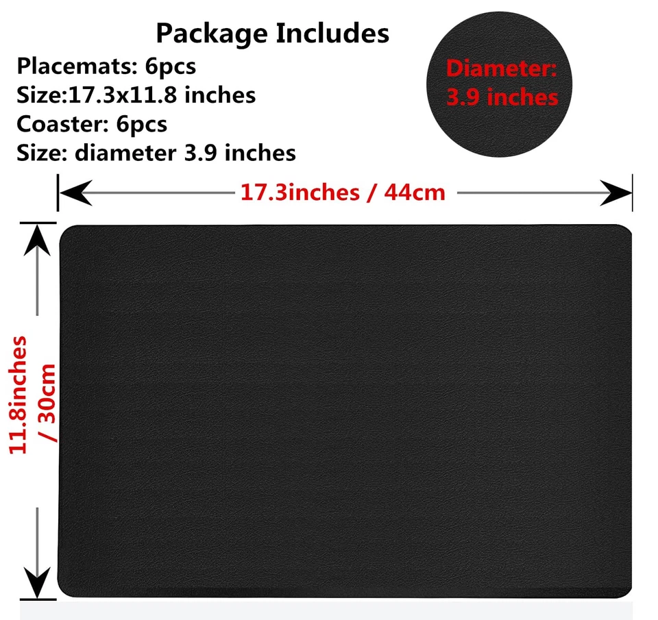 Placemats Set of 6, Leather Placemat with Coasters, Waterproof, Stain Resista... - Image 2 of 4