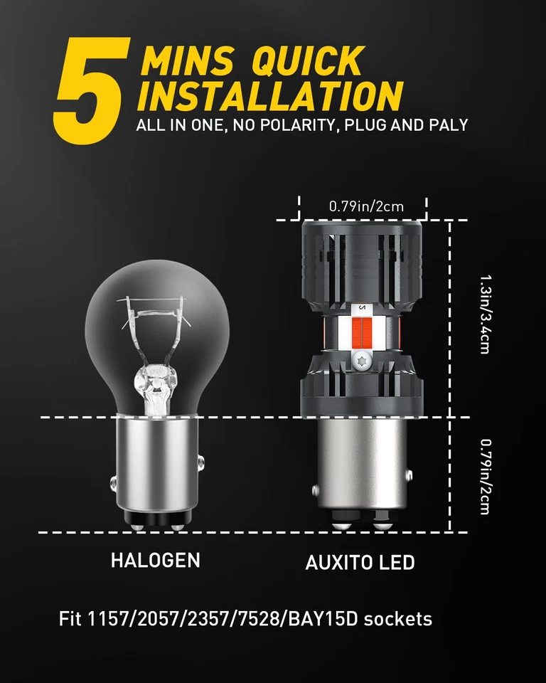 2-20X 1157 LED Rojo Freno Trasero Luz Indicador Bombillas Estacionamiento Señal de Giro KP8 Foto 2 de 4