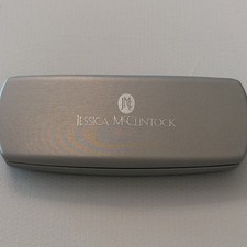 Jessica McClintock Silver Hinged Hard Clamshell Case for Glasses Unisex