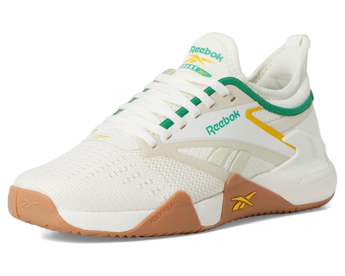 new women's 5 reebok nano court tennis/pickleball shoe chalk/green