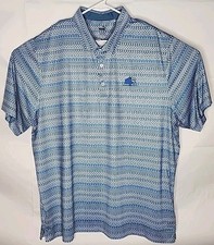 Puma Golf Polo Shirt Oak Tree Logo Mens 2XL Blue Geometric Polyester Elastane