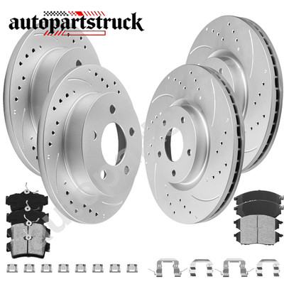 10.8'' Front 10.5'' Rear Drilled Rotors Brakes Pads for 99-04 FORD Mustang GT Base