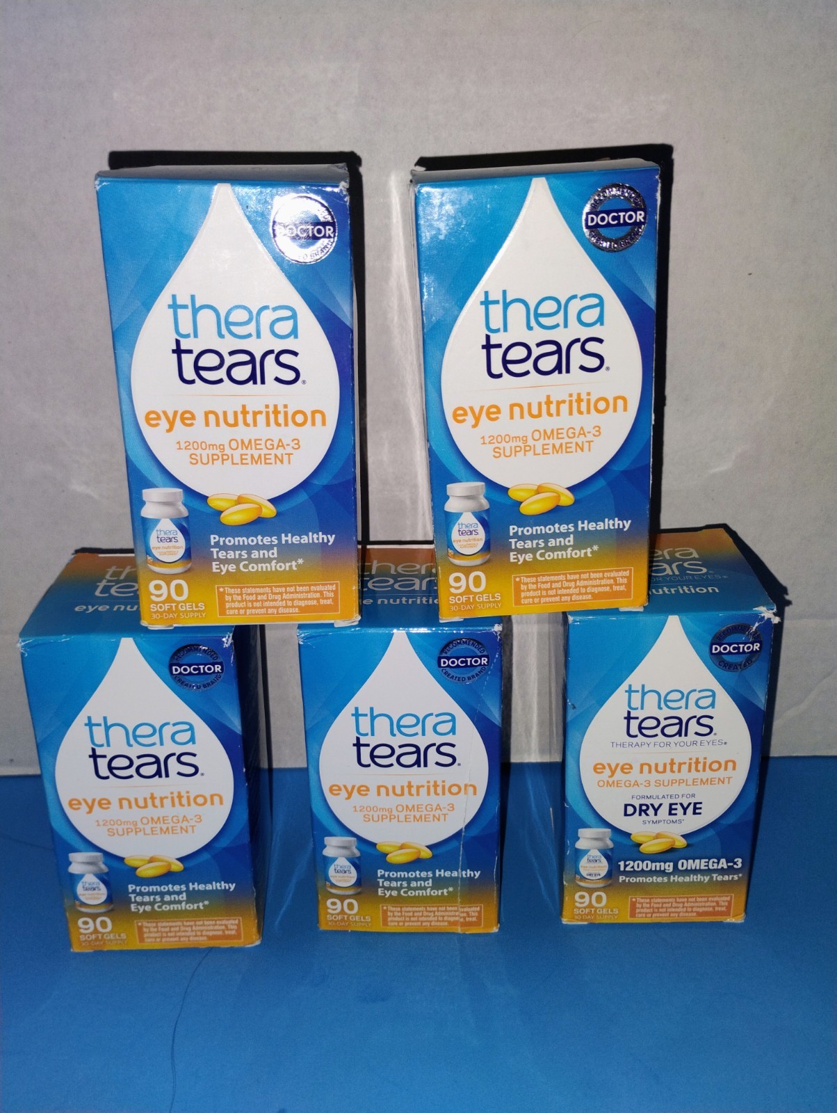 5 Boxes Thera Tears Eye Nutrition Dry Eye Relief Capsules 90 Ea 10/26 3/27, 6/27