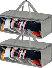 2 Pack Wide Hat Storage Bag Baseball Caps Hat Organizer for Up to 20 Hats Grey