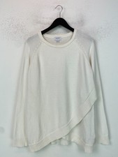Seraphine Cream Knit Jumper Crew Neck Cotton Pullover Asymmetric Hem Maternity M