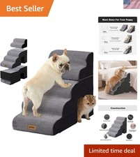 Dog Ramp for Large Dogs with Tunnel, 24" H 5 Steps for High Bed  Tunnel 2 in...