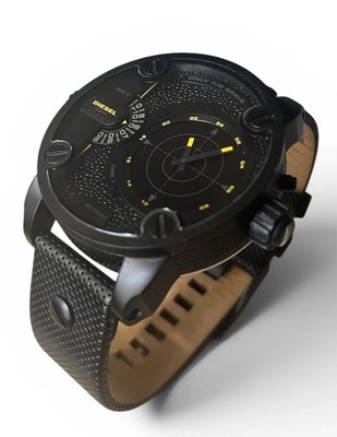 Diesel DZ7292 Little Daddy Only The Brave Black Leather Men s Watch 57mm