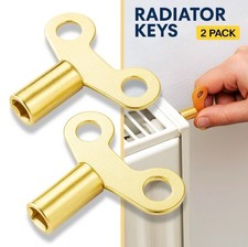 2 X SOLID BRASS RADIATOR BLEED AIR LOCK KEY KEYS PLUMBING EASY GRIP
