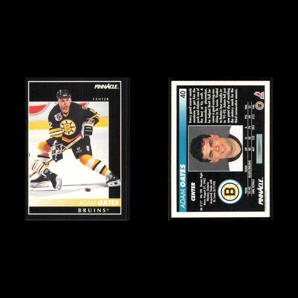 Adam Oates #40 1992 Pinnacle Boston Bruins Hockey Card NHL NM - Image 3 of 3