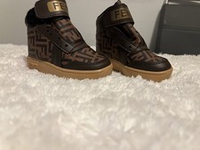 Brown Fendi Print Kids High-Tops