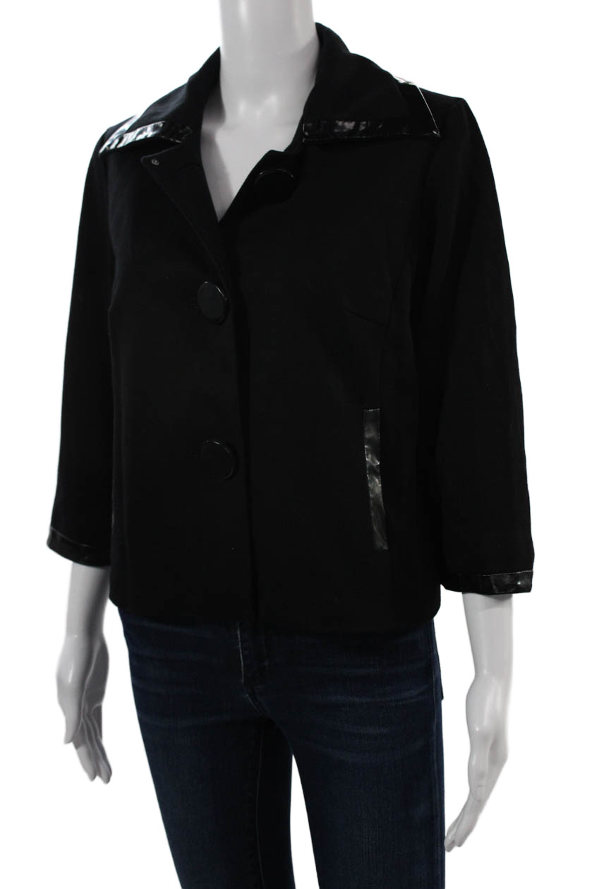 Sandro Womens Collared Black Button Solid 3/4 Sle… - image 3
