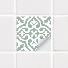 funlife 25 PCS 15X15cm Self-Adhesive Tile 25 Pcs, Sage Green Vintage Pattern 