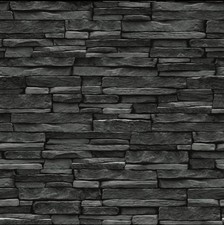 Holden Decor Thornton Charcoal 3D Slate Brick Effect Wallpaper 12865