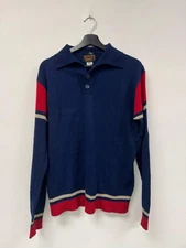 Vintage Richman Brothers Sweater Mens Large Navy Red Collared Knit Pullover 80s