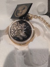 Franklin Mint The Watchful Hunter Limited Edition Wolf Pocket Watch W/ Box COA