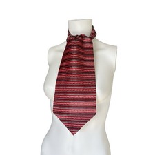 Red Striped Silk Cravat Pleated Colorful Ascot Tie