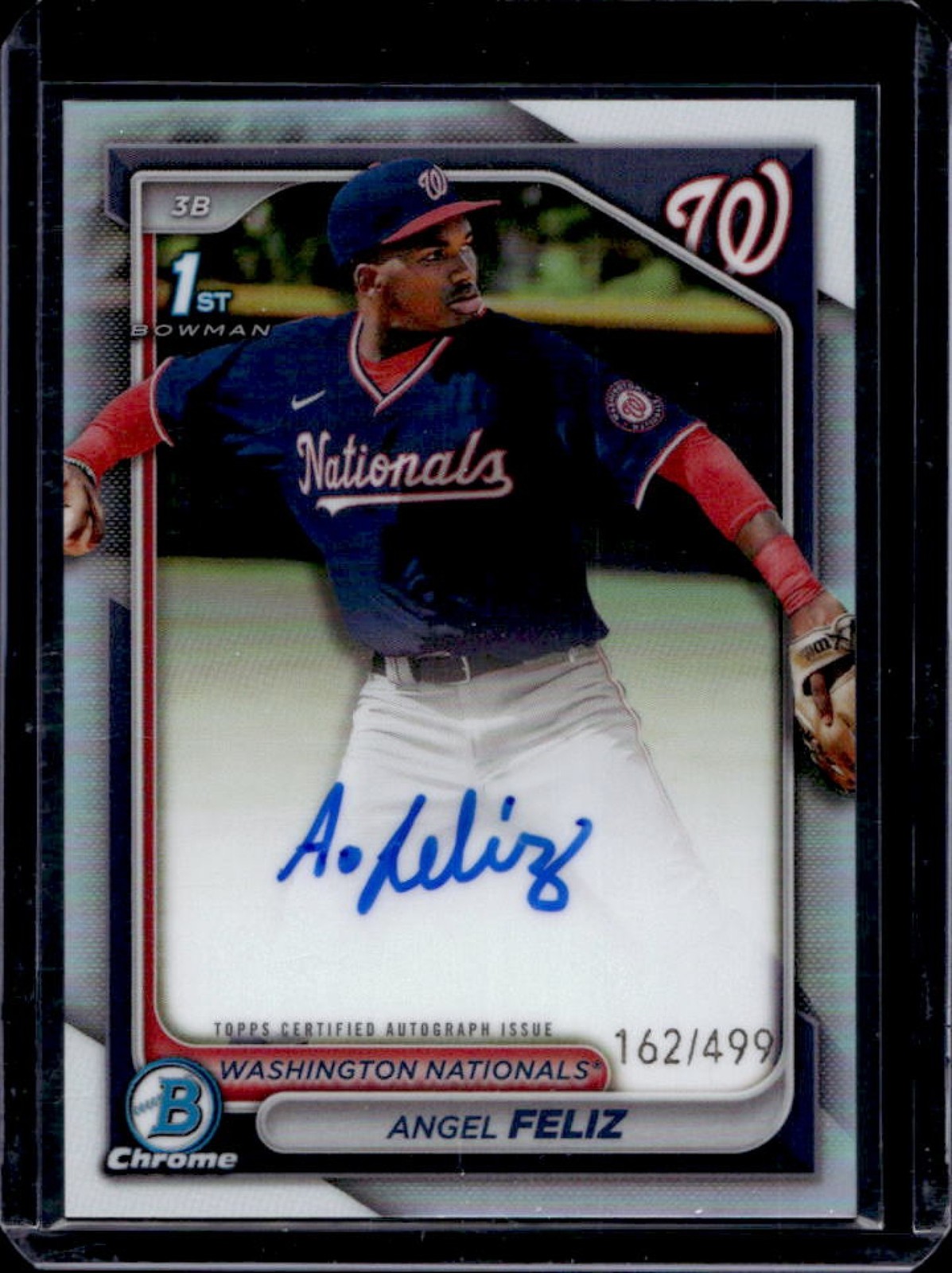 2024 Bowman Chrome Angel Feliz Auto Refractor 1st #162/499 Nationals