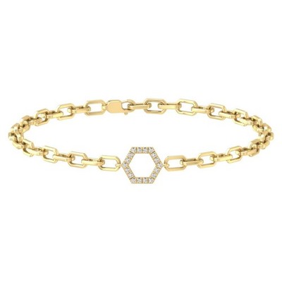 0.16Ct Lab Grown Diamond 10K Yellow Gold Fashion Bracelet 7'' for Women