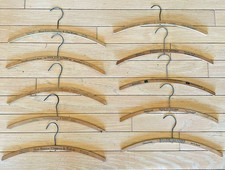 Lot Of 10 Vintage Wooden Advertising Hangers Dry Cleaners California