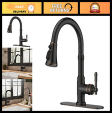 FORIOUS Vintage Pull Down Kitchen Faucet Oil Rubbed Bronze High Arc Single