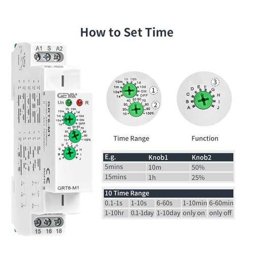 GEYA MultifunctionTimer Relay switch 10 Funcitons Time Delay Relay AC/DC24V-240V - Picture 7 of 12