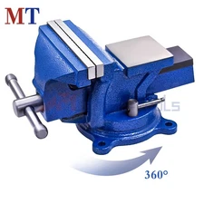 5" Bench Vise W/ Anvil Swivel Locking Base Table Top Clamp Heavy Duty Vice