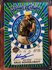 🔥 RARE…2025 Panini Prospect Edition Blue Chips – Kruz Schoolcraft  AUTO/#/25 🔥