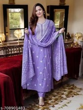 Indian Readymad Party Festive Wedding Rayon Kurta Kurti Pant Set for Women's Gif