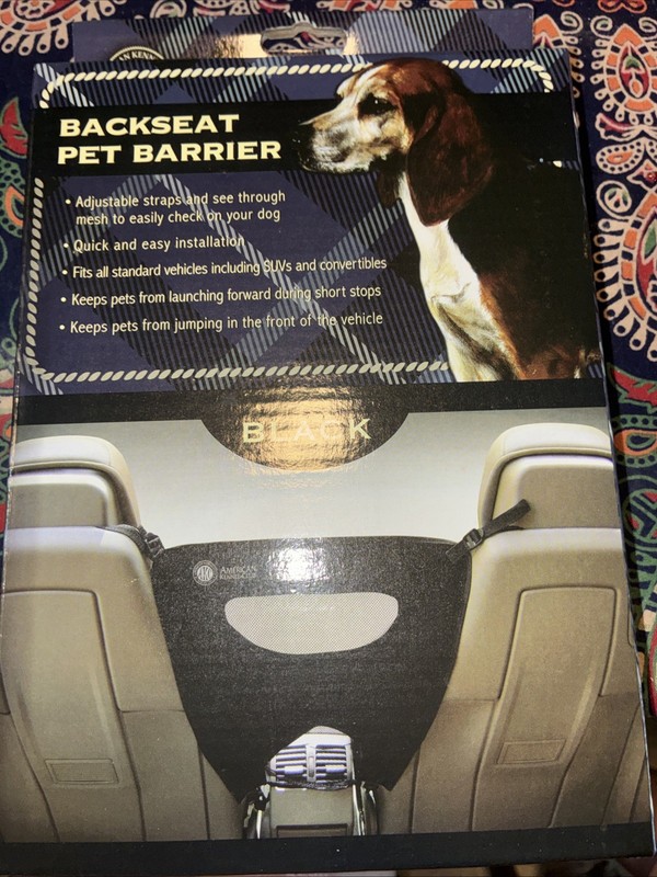 American Kennel Club Backseat Car Pet Dog Barrier Black W/ Adjustable Straps (E1