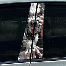 2pcs Wolf Teufel M&auml;dchen Auto B S&auml;ulen Zentrum S&auml;ulen Abdeckung Aufkleber