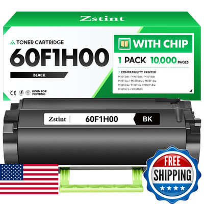 60F1H00 Black Toner Cartridge with chip 1-Pack Replacement Compatible with Lexma