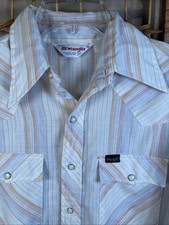 RARE 1970s True Vintage Wrangler Western Shirt Snap Permanent Press Rodeo Cowboy