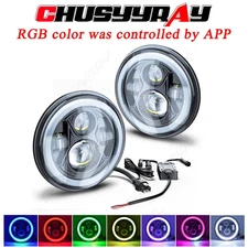 7inch LED Demon Halo Headlight RGB Combo Chasing for Jeep Wrangler JK JKU TJ APP