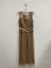 NWT Size MP Tan Sequins Petite Formal Dress