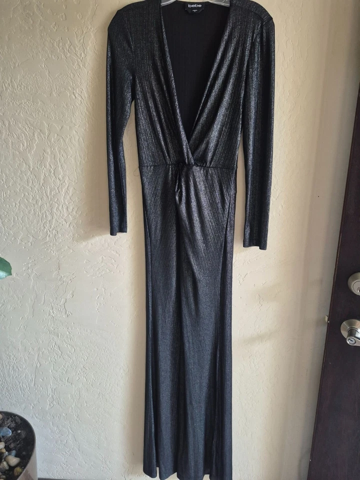 Mameluco Bebe metálico negro manga larga cuello en V XS Foto 4 de 4