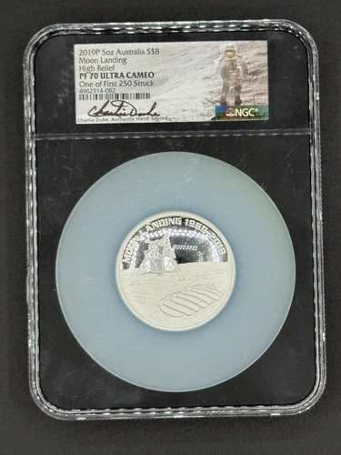 Australia 2019P 5oz Silver High Relief Moon Landing PF70UCAM NGC OGP